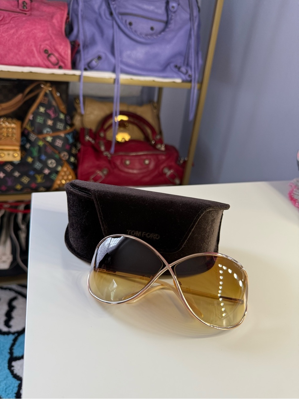Tom Ford Womens Gold and Gradient Brown Miranda Sunglasses